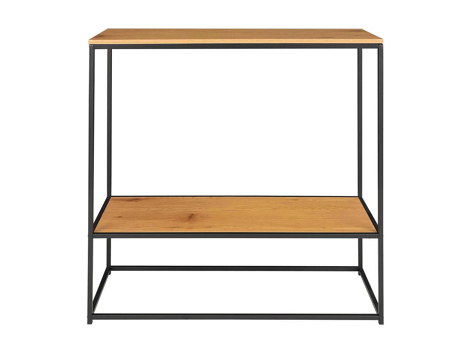 VOLLRAD - Console Acier Noir et Plateau Bois Naturel