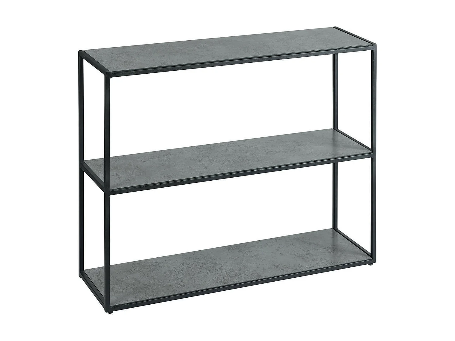 KERIA - Console avec Etagère Aspect Céramique Grise