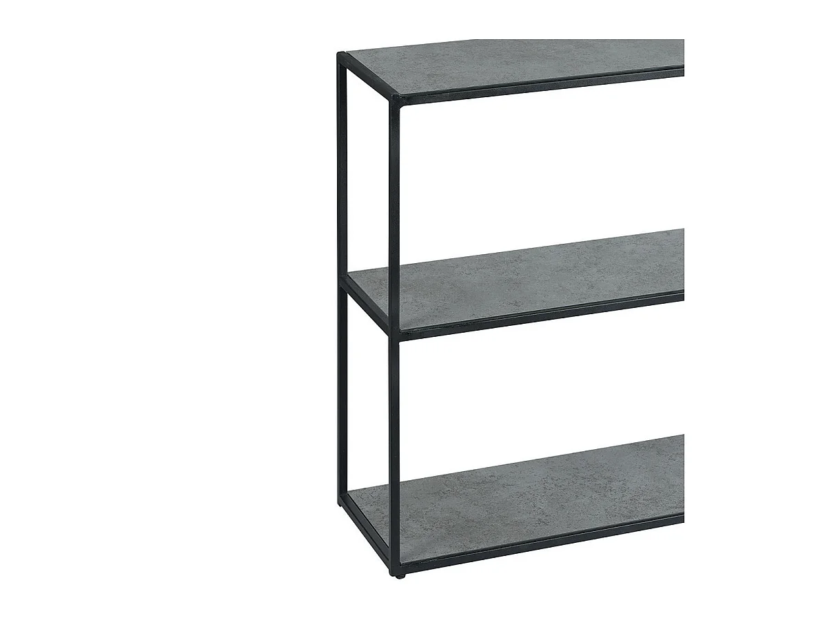 KERIA - Console avec Etagère Aspect Céramique Grise
