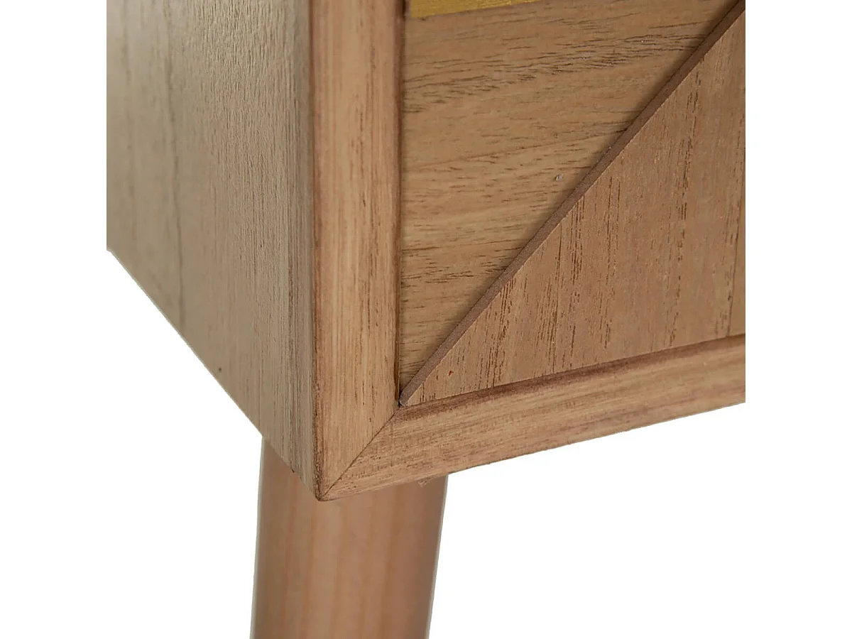 OLIVIA - Console 2 Tiroirs Bois Naturel et teinté Or