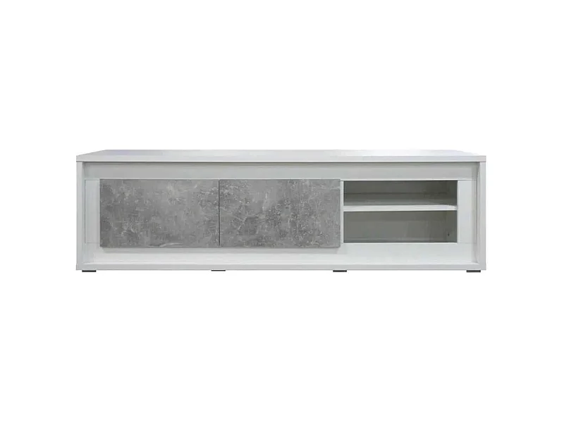 SKALA - Meuble TV 2 Tiroirs Effet Béton avec Eclairage Led