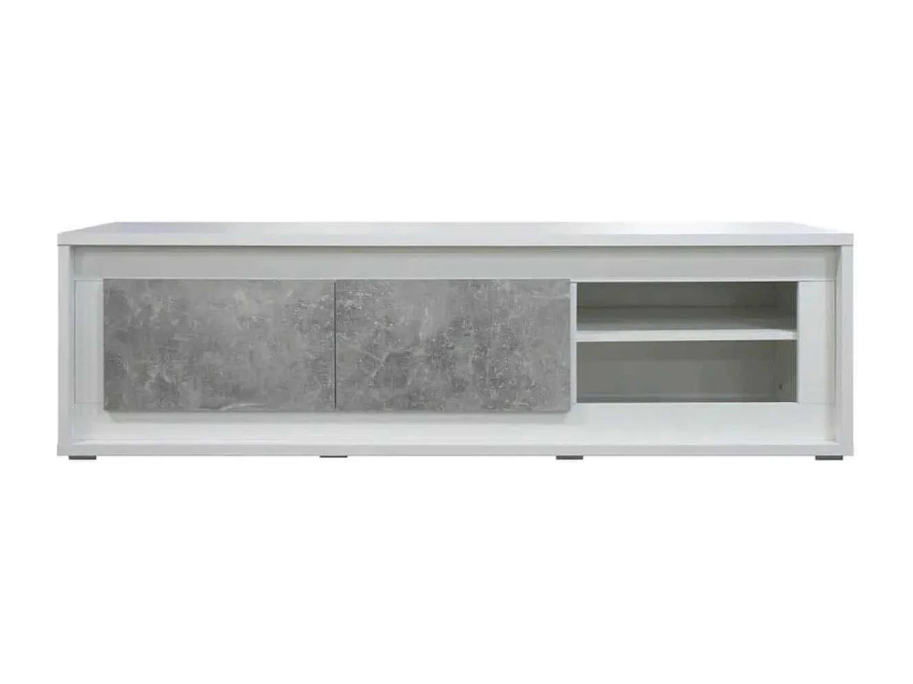 SKALA - Meuble TV 2 Tiroirs Effet Béton avec Eclairage Led