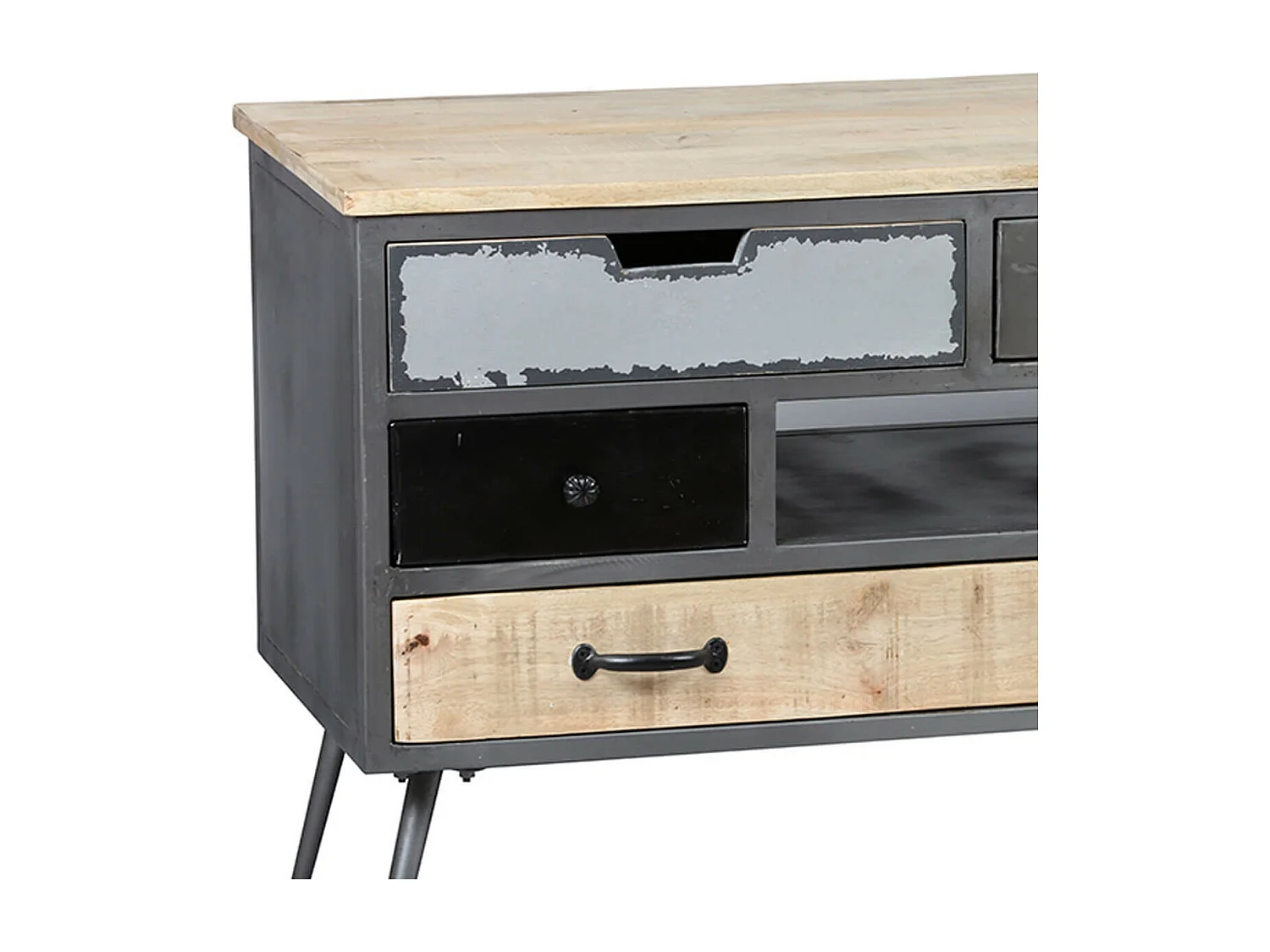 STAHL - Meuble TV 1 Porte 4 Tiroirs