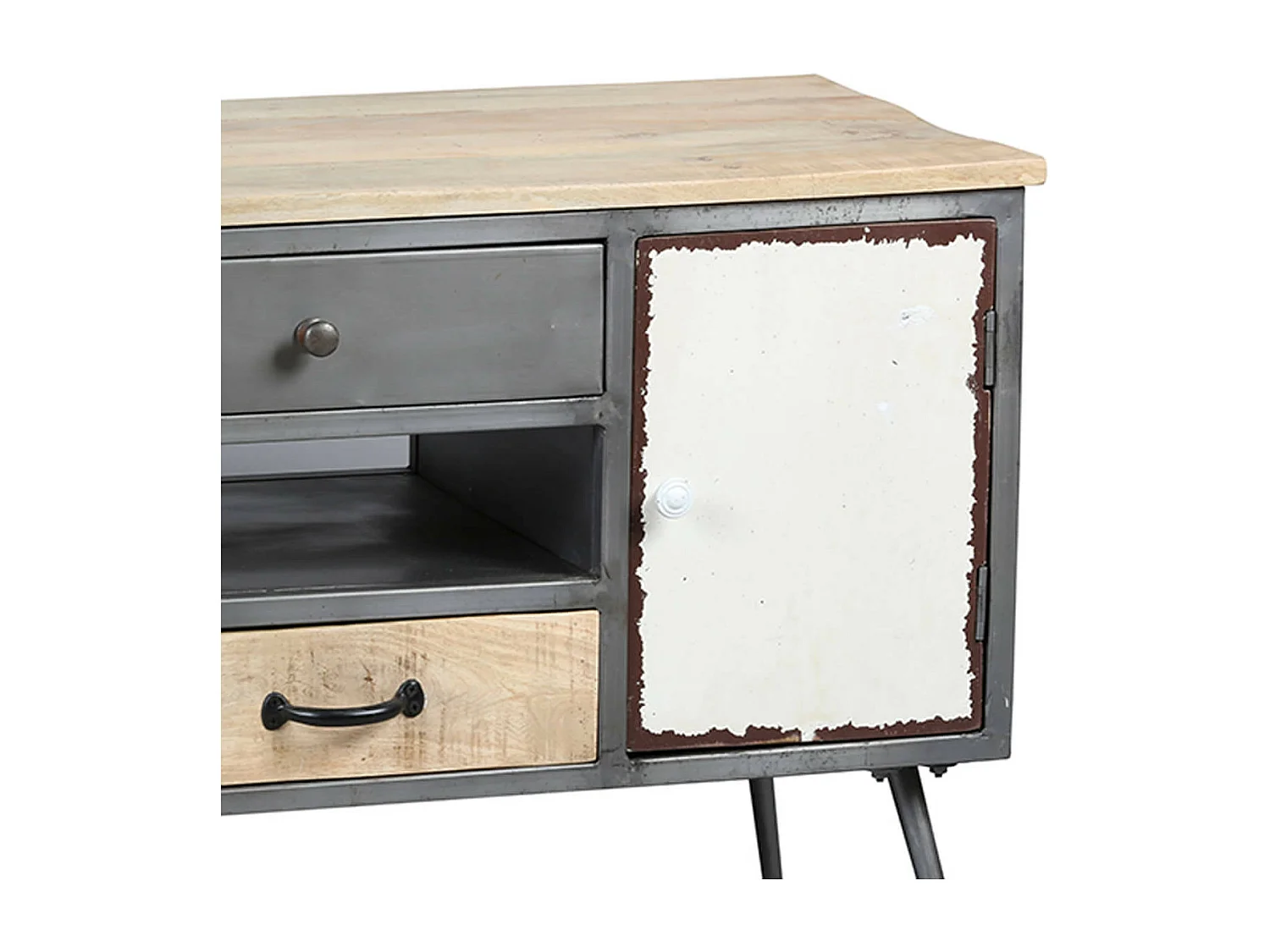 STAHL - Meuble TV 1 Porte 4 Tiroirs