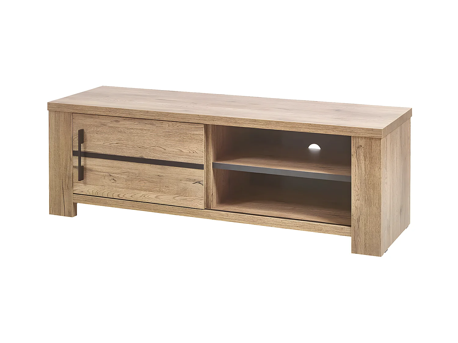 NILLA - Meuble TV avec Porte Coulissante Aspect Bois