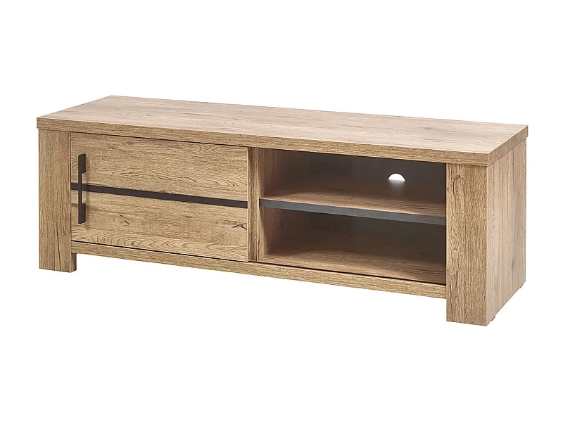 NILLA - Meuble TV avec Porte Coulissante Aspect Bois