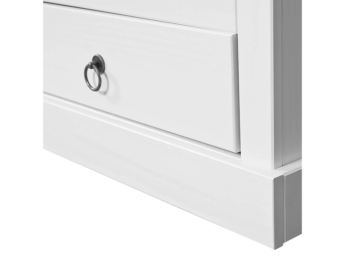 NATUR - Meuble TV 2 Tiroirs Bois Massif Vernis Blanc