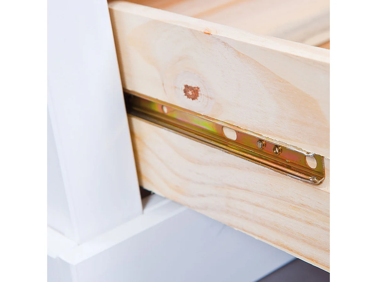 NATUR - Meuble TV 2 Tiroirs Bois Massif Vernis Blanc