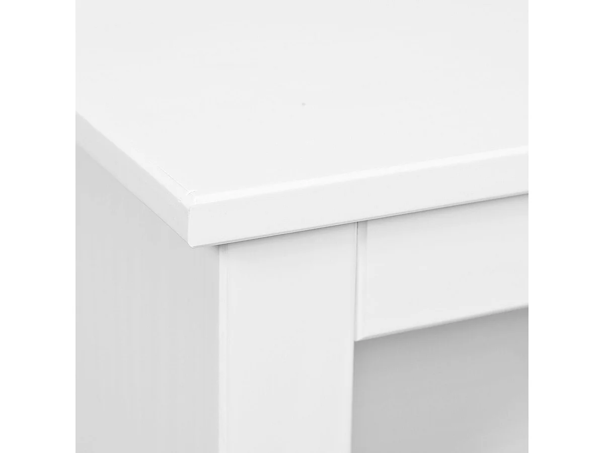 NATUR - Meuble TV 2 Tiroirs Bois Massif Vernis Blanc