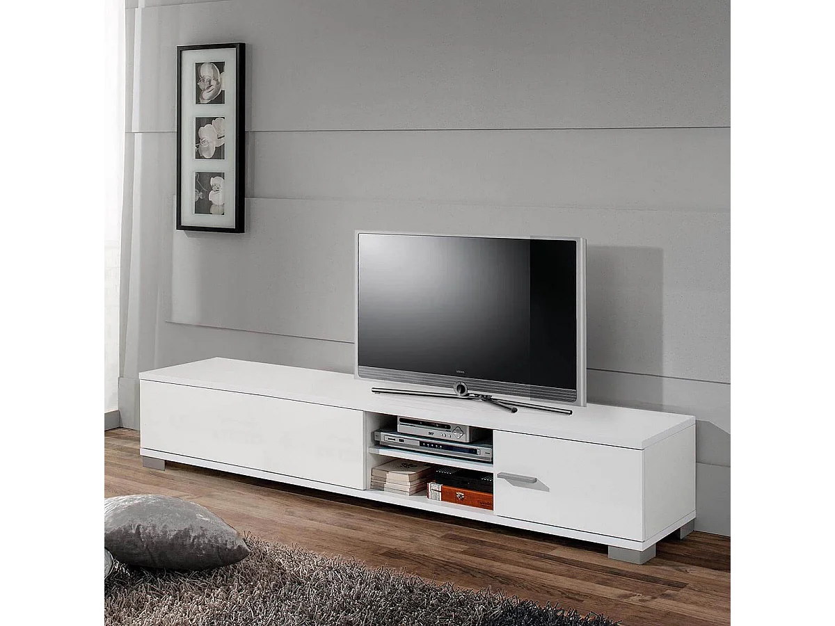 PARADISE - Meuble TV 2 Portes 180cm Blanc