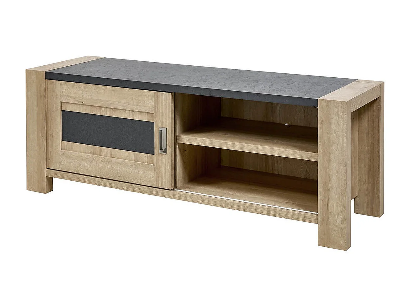 IRIS - Meuble TV 1 Porte Coulissante Imitation Bois