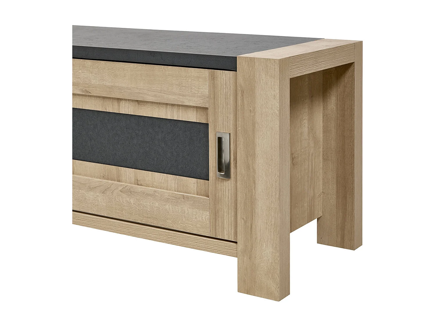 IRIS - Meuble TV 1 Porte Coulissante Imitation Bois