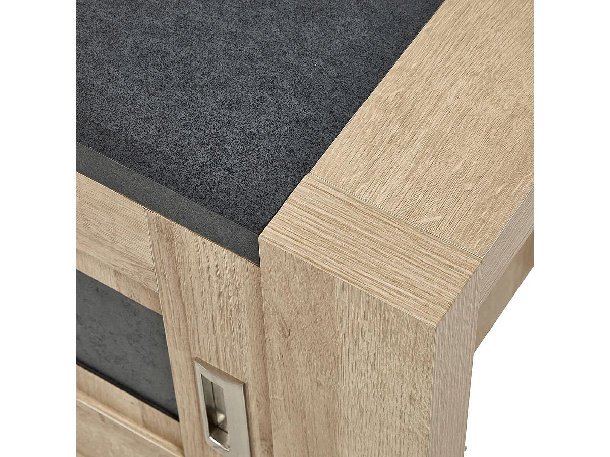 IRIS - Meuble TV 1 Porte Coulissante Imitation Bois