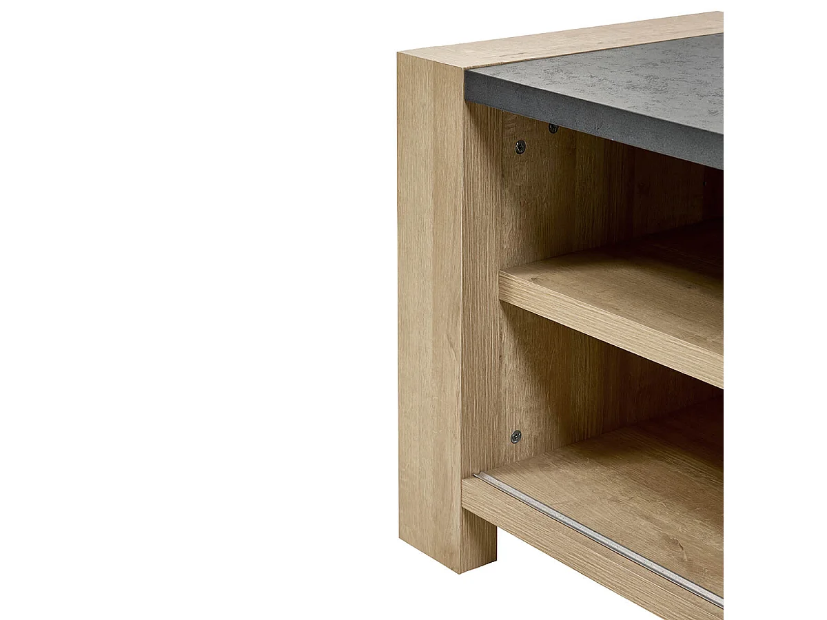 IRIS - Meuble TV 1 Porte Coulissante Imitation Bois