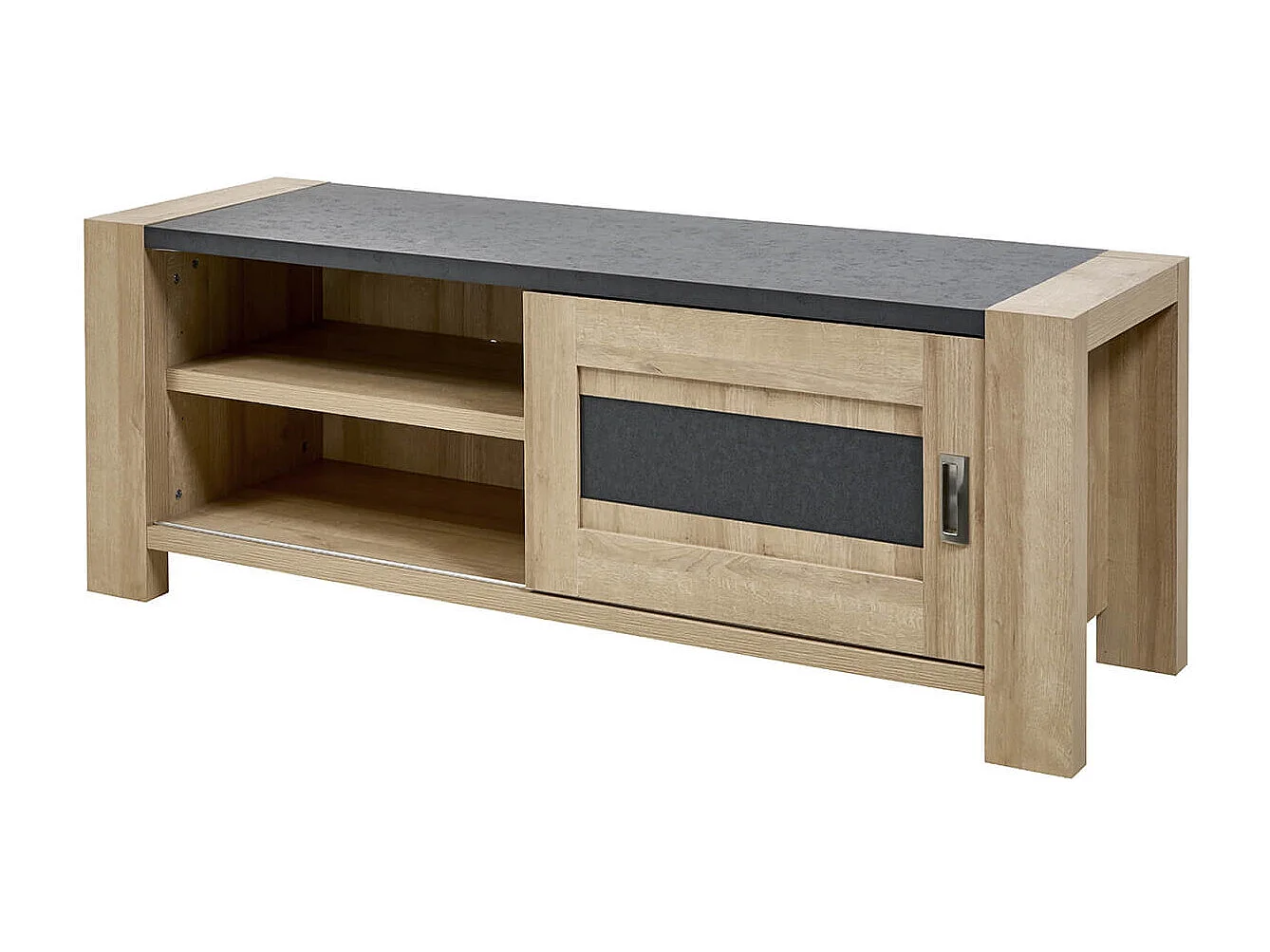 IRIS - Meuble TV 1 Porte Coulissante Imitation Bois