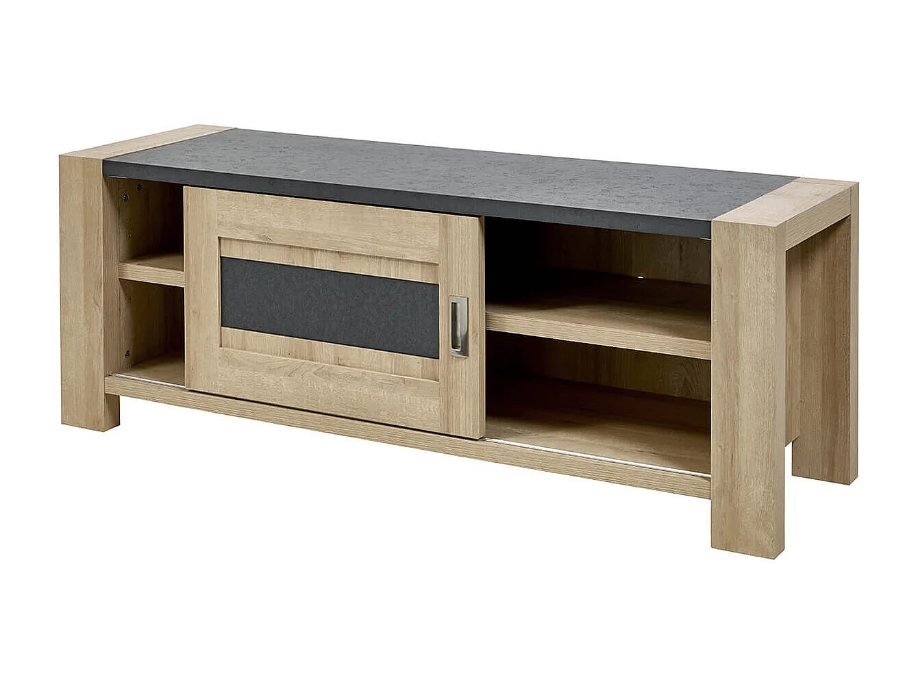 IRIS - Meuble TV 1 Porte Coulissante Imitation Bois