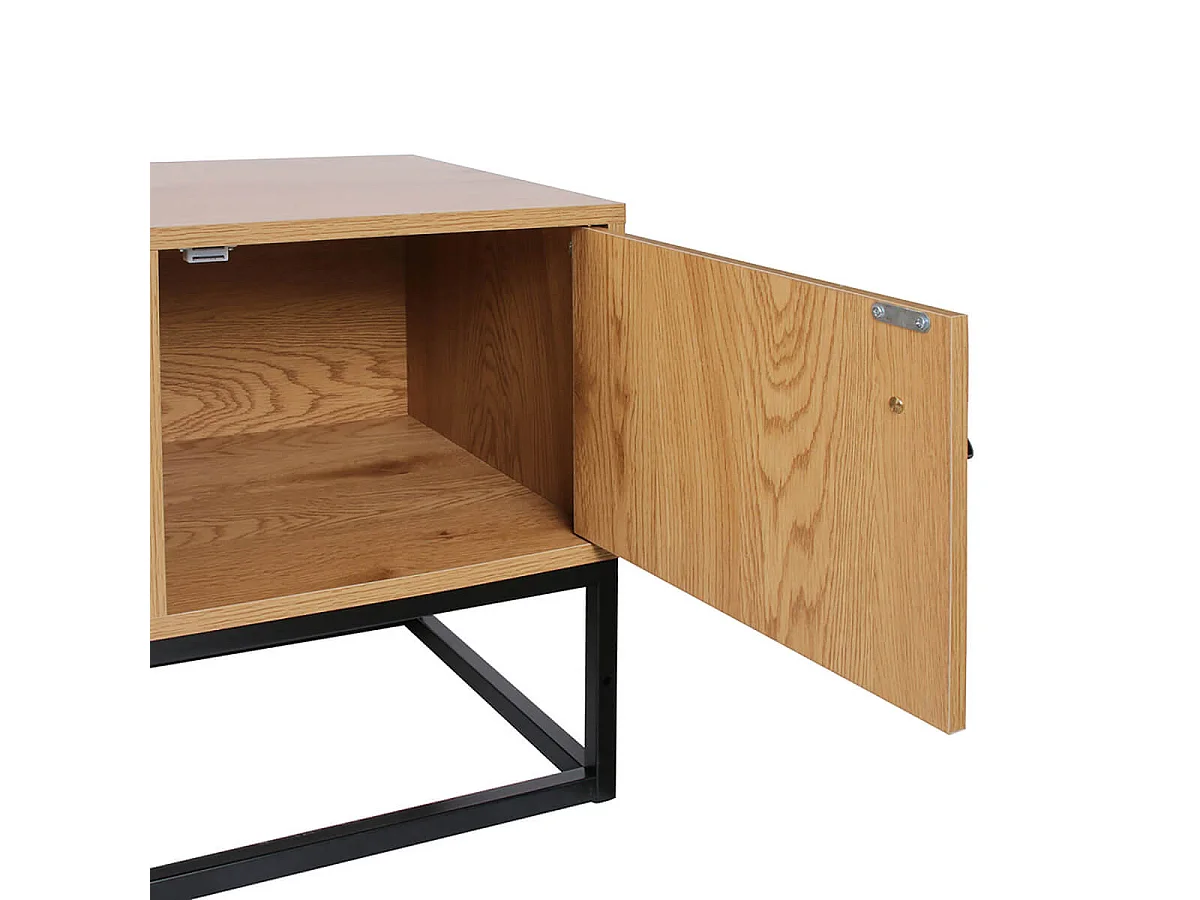 ABRIL - Meuble TV 2 Portes Aspect Bois et Pieds Métal