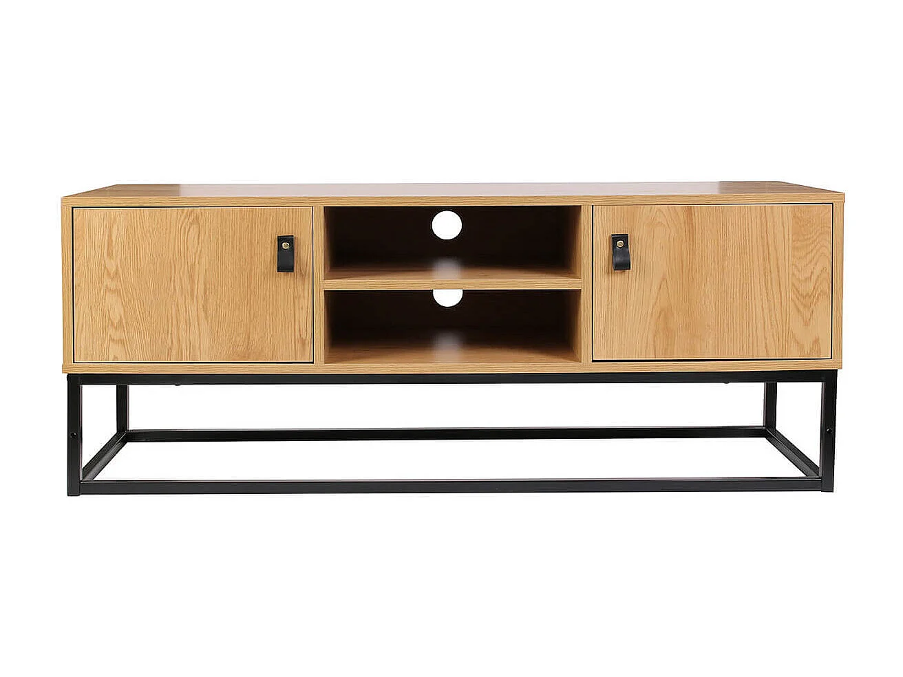 ABRIL - Meuble TV 2 Portes Aspect Bois et Pieds Métal