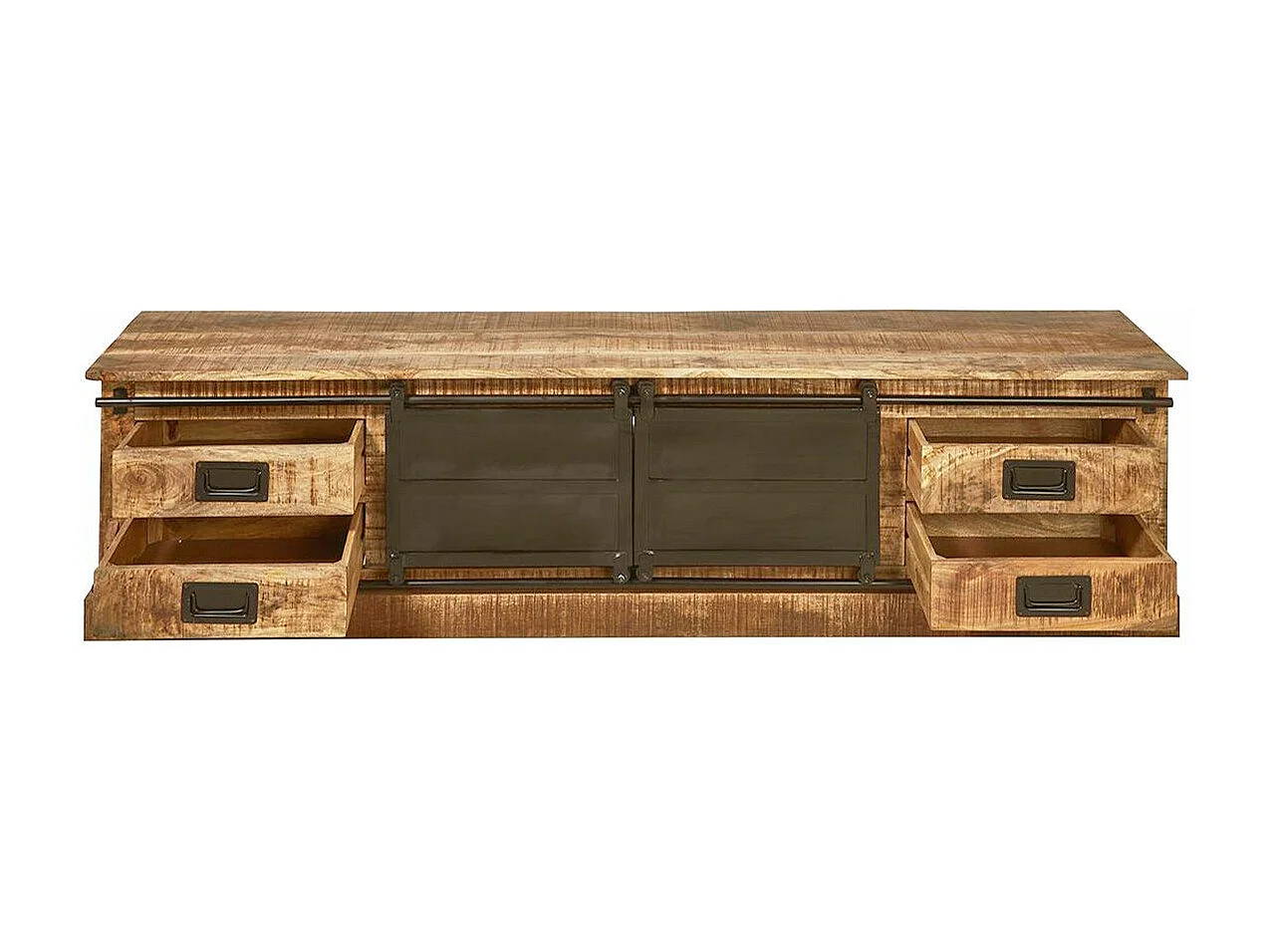 SUMATRA - Meuble TV Manguier et Métal Noir