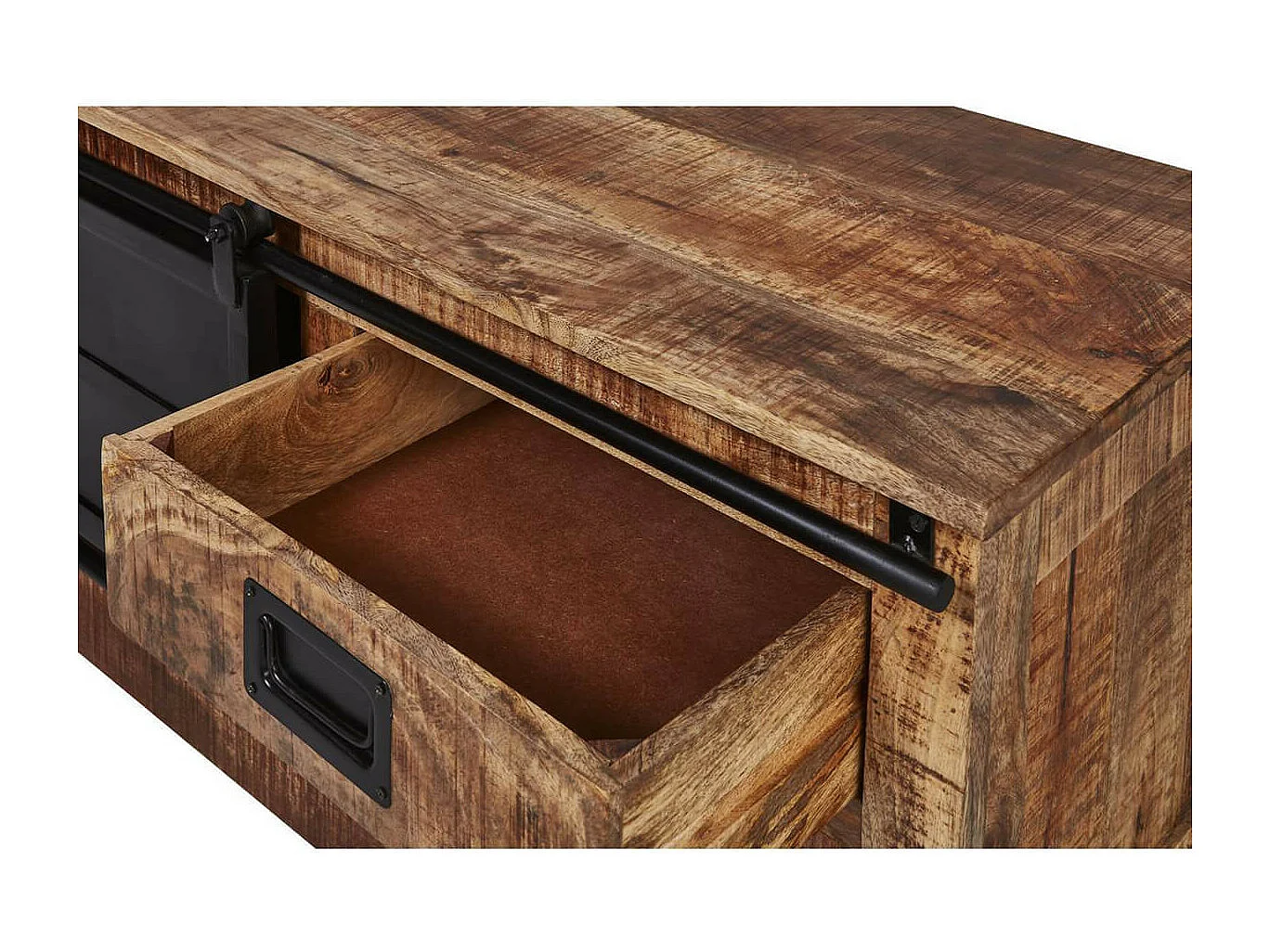 SUMATRA - Meuble TV Manguier et Métal Noir