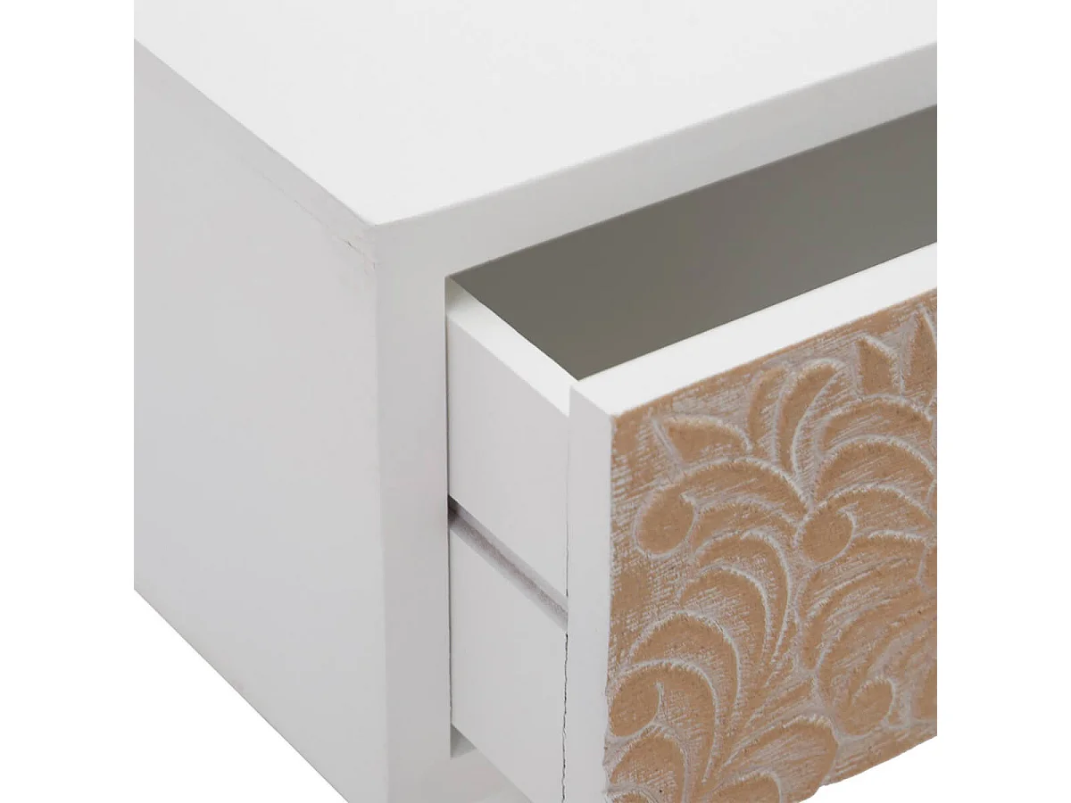 MARUVA - Meuble TV 6 Tiroirs Pin Massif Marron et Blanc