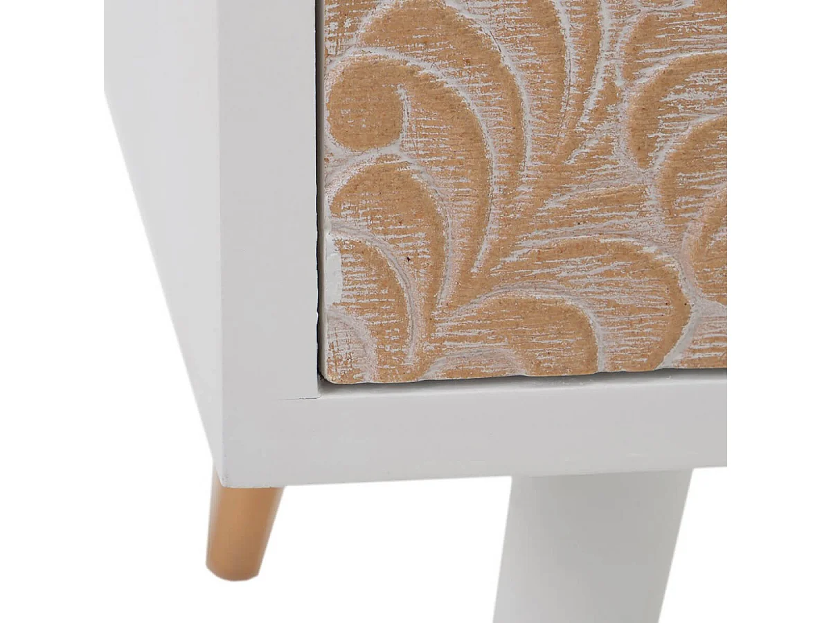 MARUVA - Meuble TV 6 Tiroirs Pin Massif Marron et Blanc