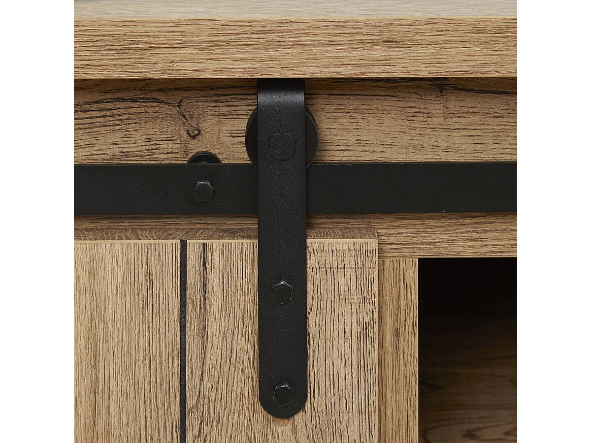 CEDRA - Meuble TV Industriel 2 Portes Coulissantes