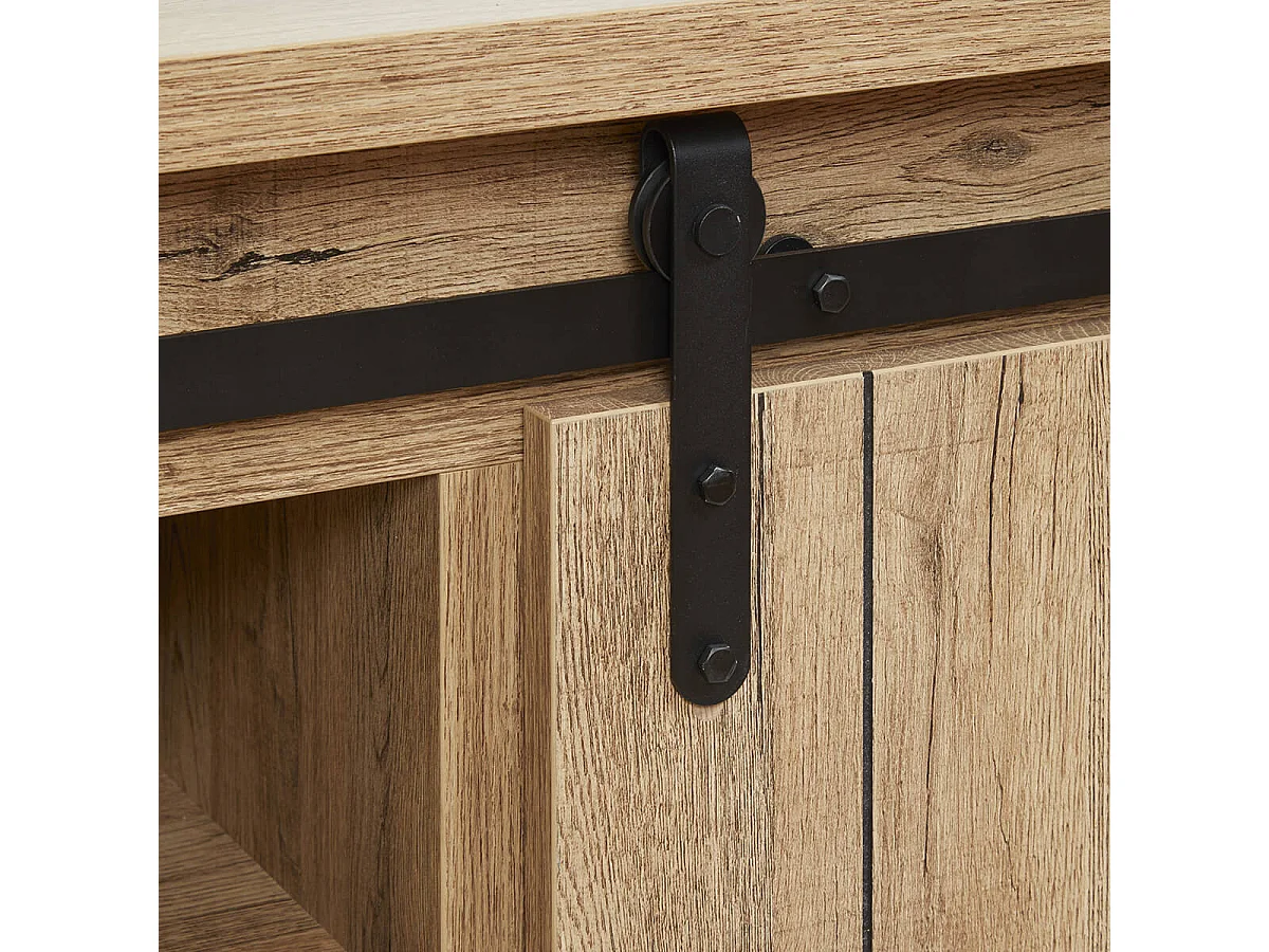 CEDRA - Meuble TV Industriel 2 Portes Coulissantes