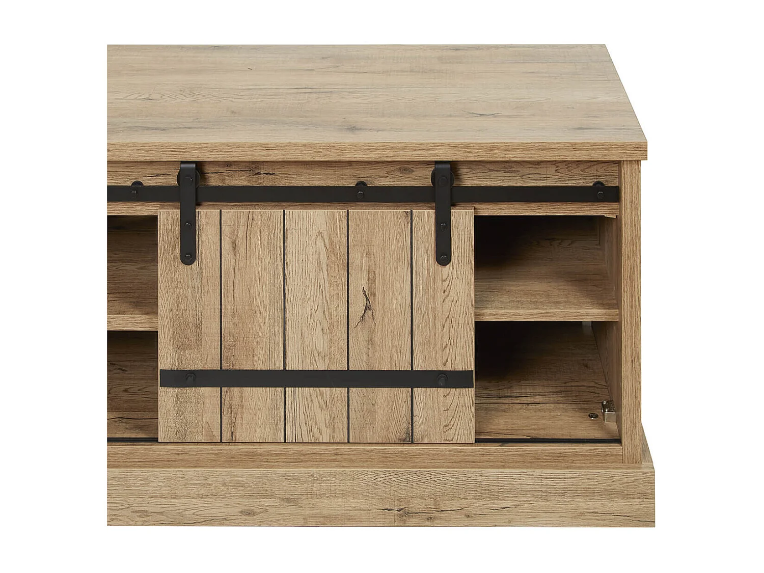 CEDRA - Meuble TV Industriel 2 Portes Coulissantes