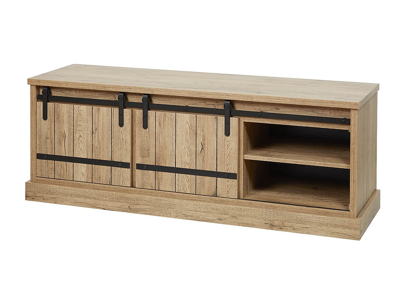 CEDRA - Meuble TV Industriel 2 Portes Coulissantes