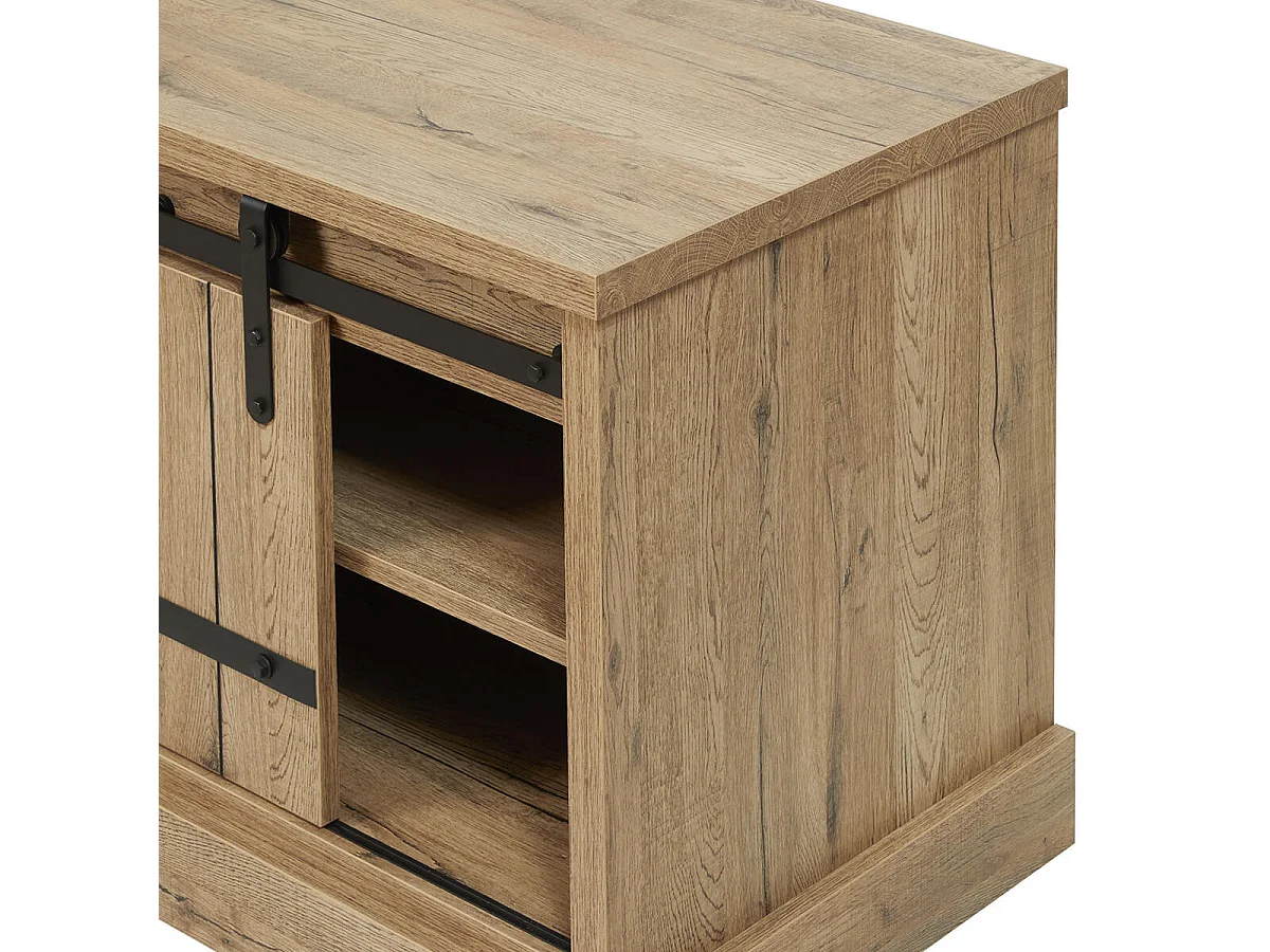 CEDRA - Meuble TV Industriel 2 Portes Coulissantes