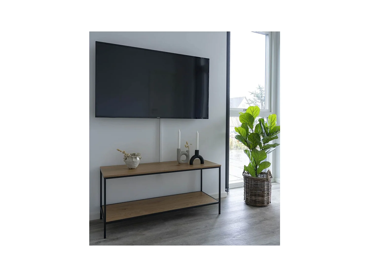 Vita TV-meubel met 2 planken natuur.