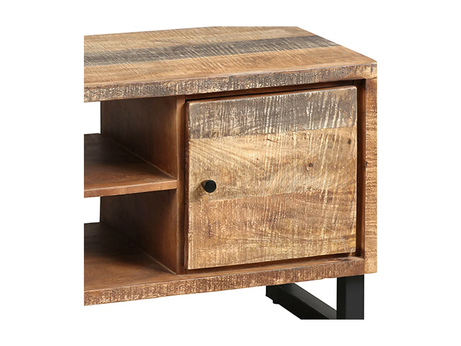 ODILON - Meuble TV 2 Portes Acier et Bois Massif