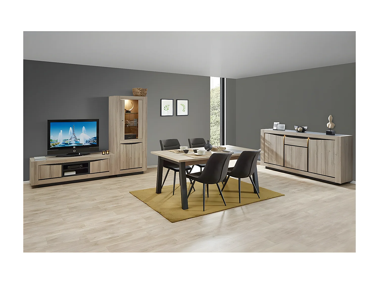 HORATIO - Meuble TV 2 Portes avec Niche Centrale