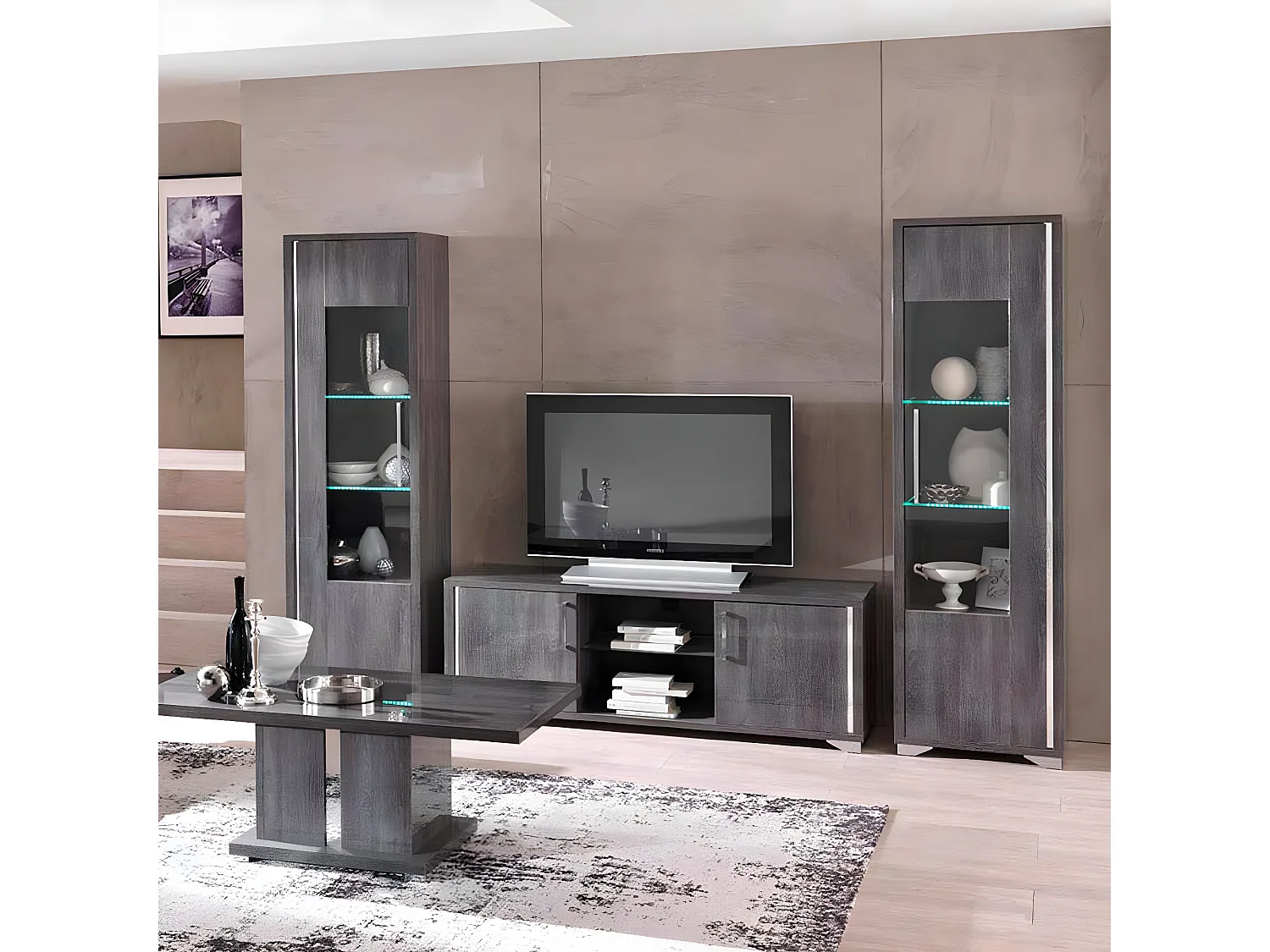 DAISY - Meuble TV 2 Portes avec Niche Centrale