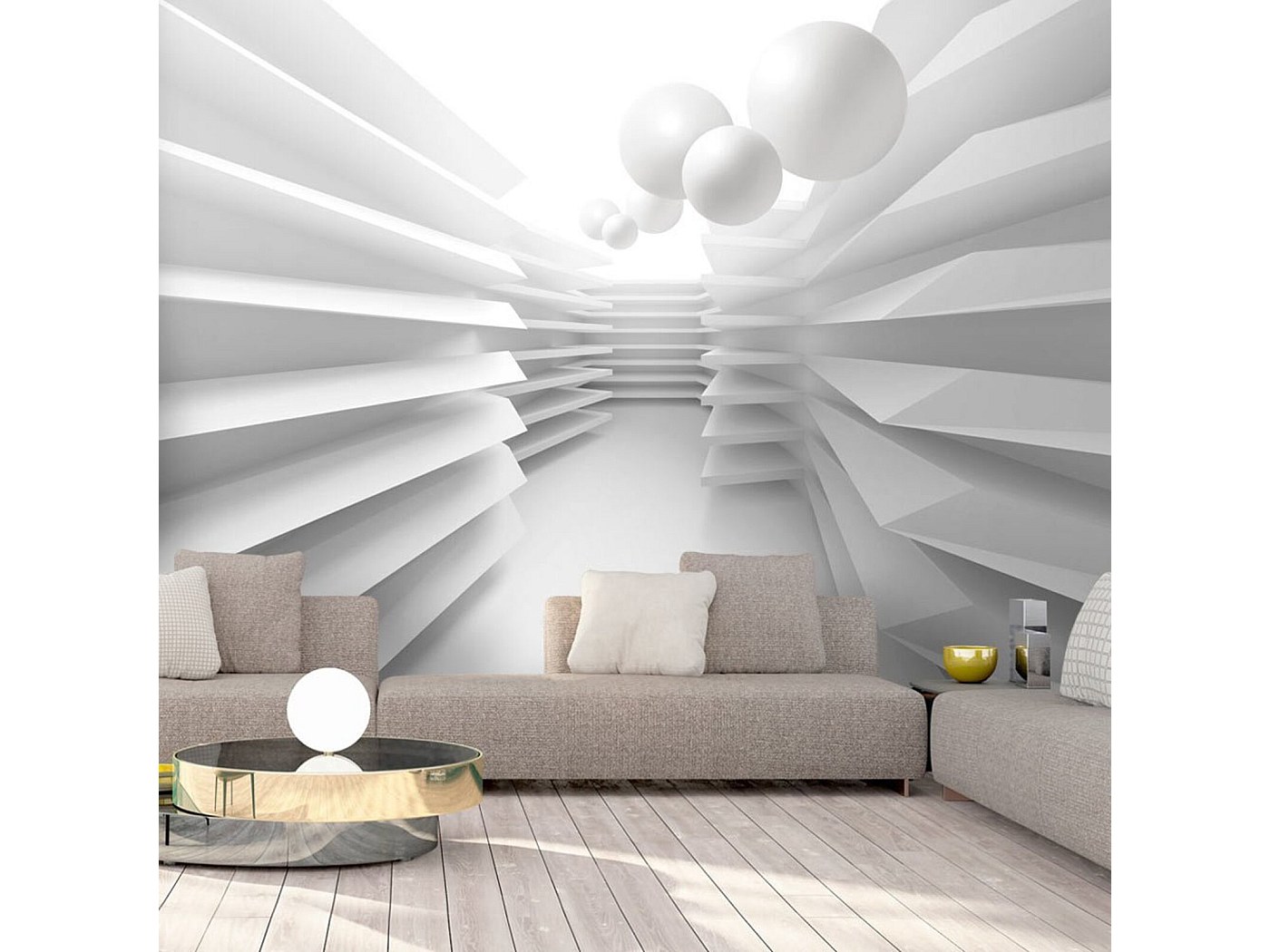 Papier peint labyrinthe blanc - 150 x 105 cm