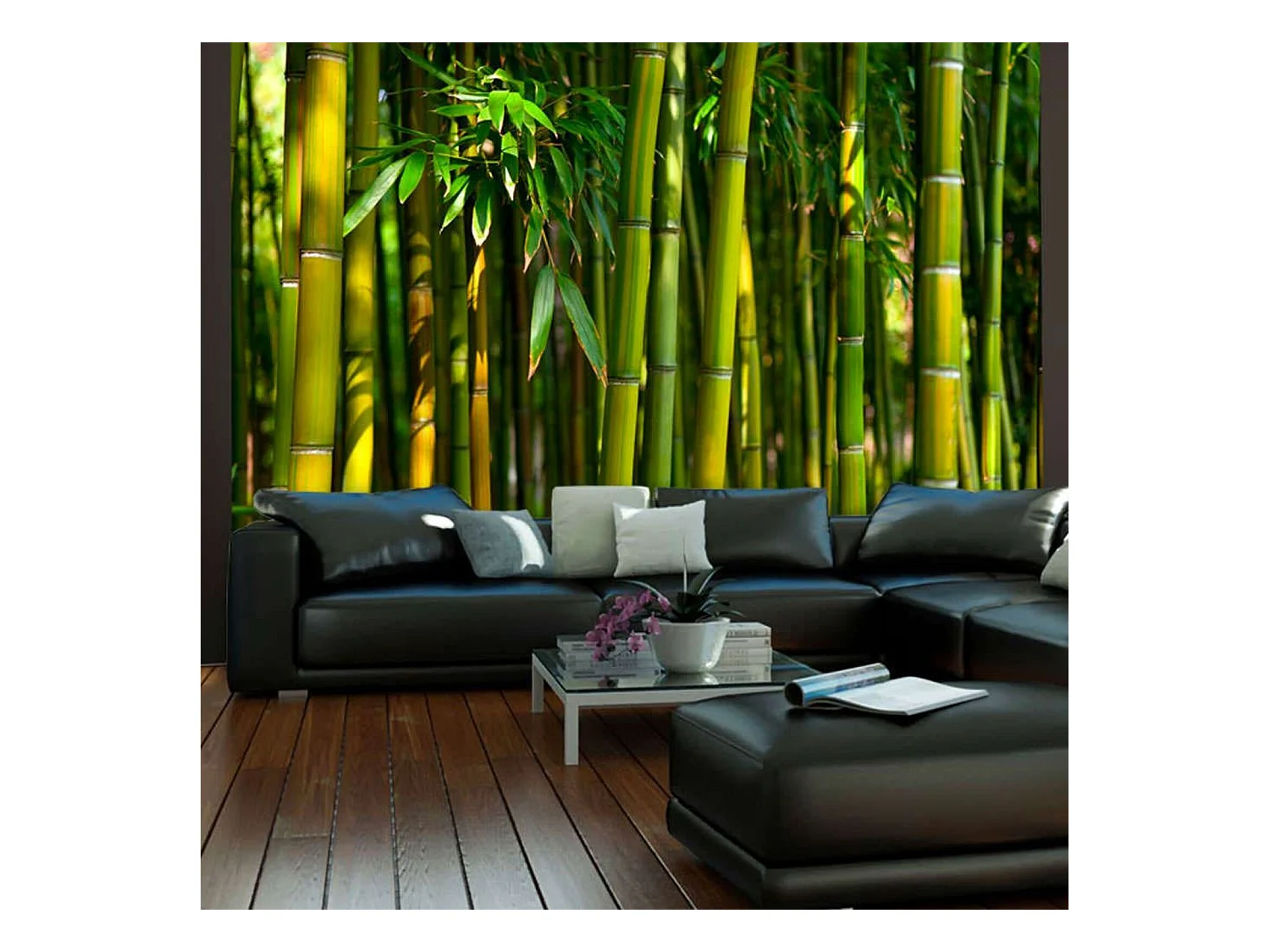 Papier peint forêt de bambous asiatique - 200 x 154 cm