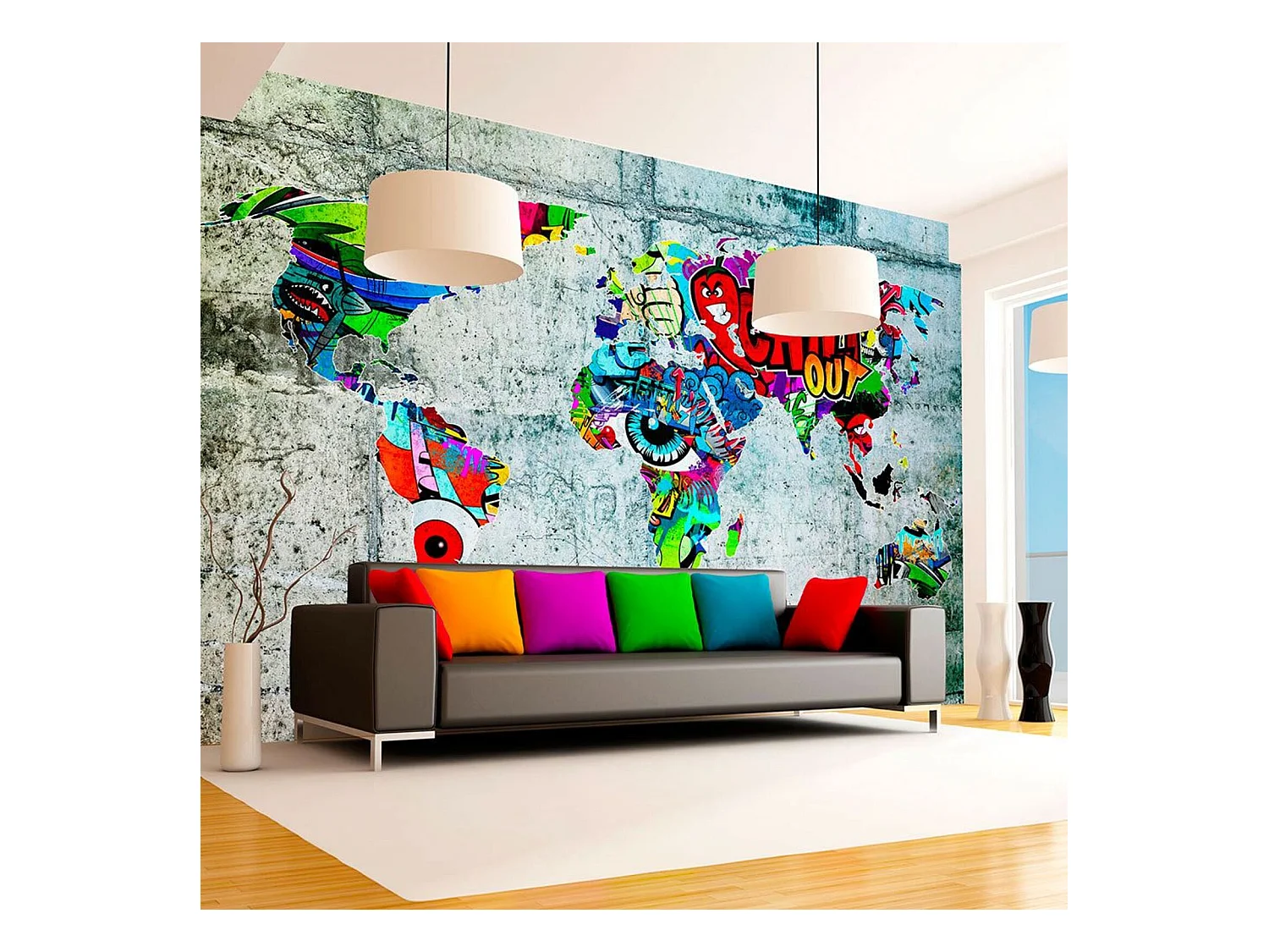 Papier peint carte des graffitis - 300 x 210 cm