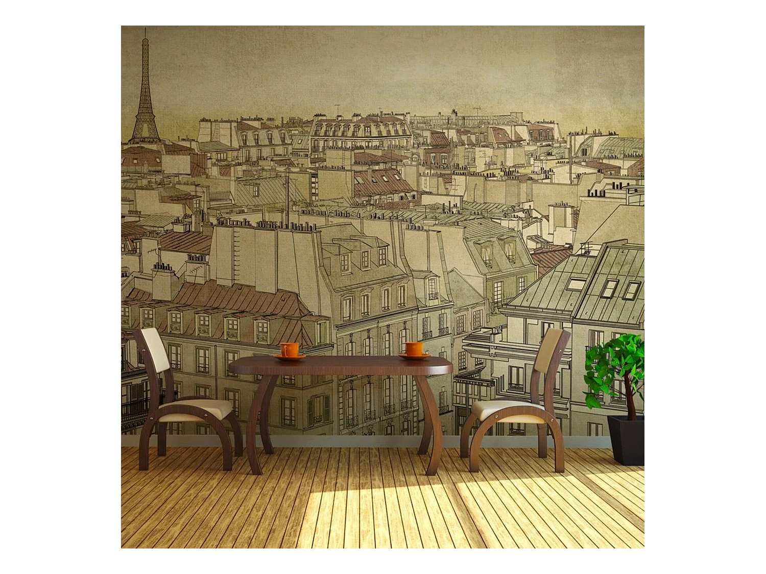 Papier peint au revoir Paris! - 250 x 193 cm