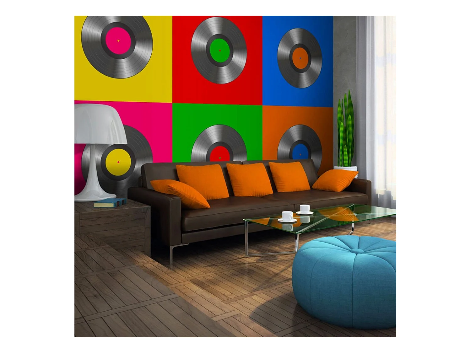 Papier peint disque vinyle (pop art) - 400 x 309 cm