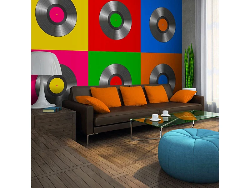 Papier peint disque vinyle (pop art) - 400 x 309 cm