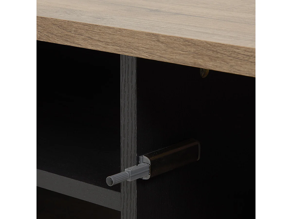 CARSON - Meuble TV 2 Portes Effet Bois Naturel et Noir