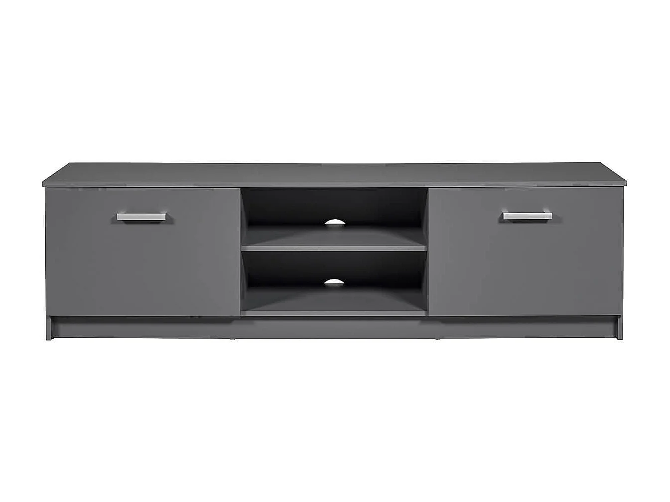 ZEINE - Meuble TV 2 Portes 2 Niches Coloris Gris Graphite