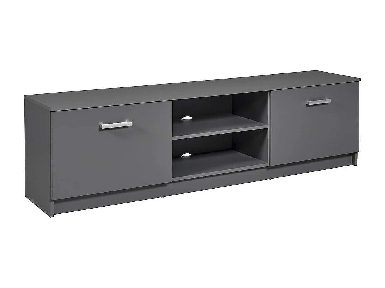 ZEINE - Meuble TV 2 Portes 2 Niches Coloris Gris Graphite