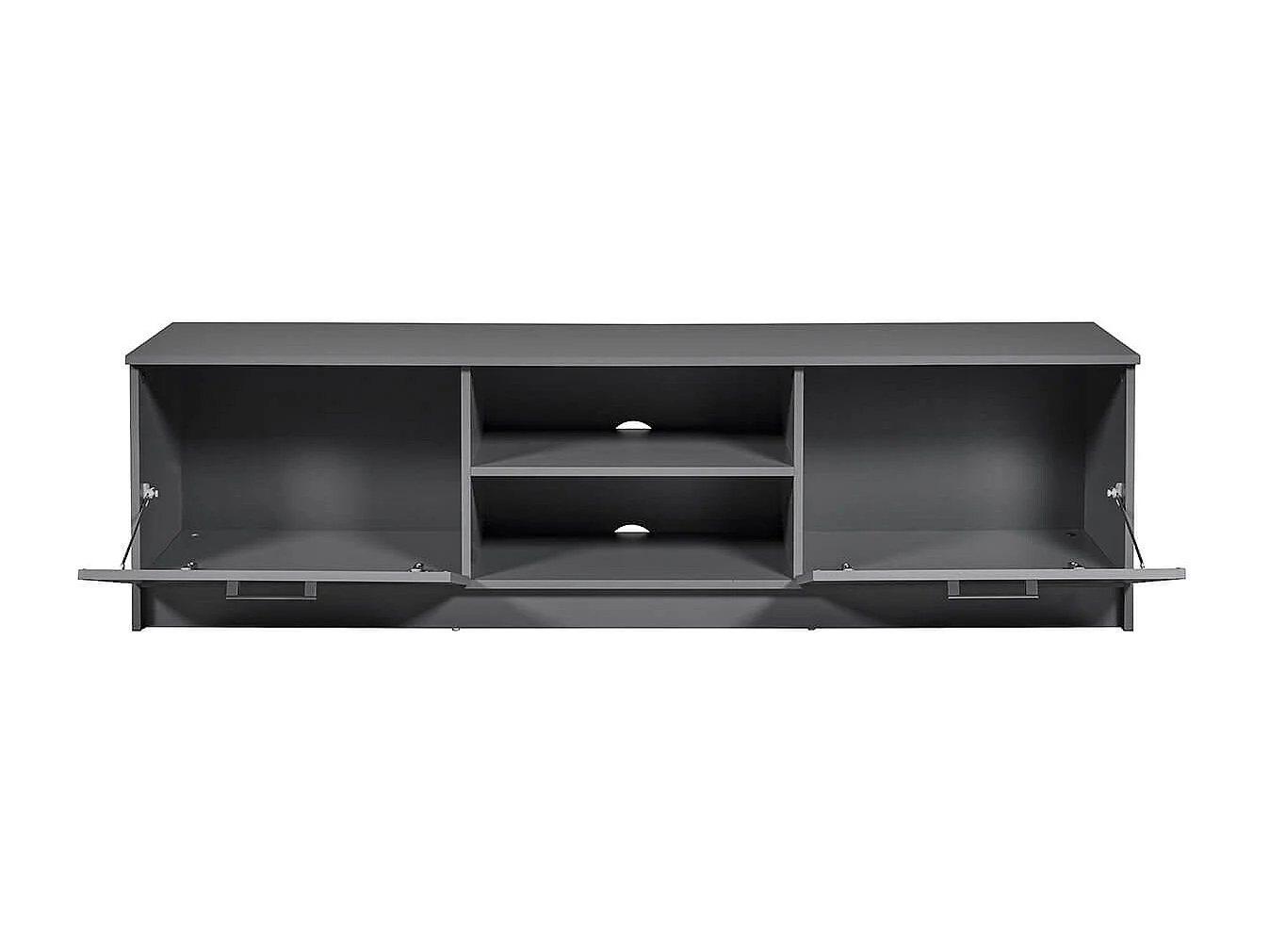 ZEINE - Meuble TV 2 Portes 2 Niches Coloris Gris Graphite