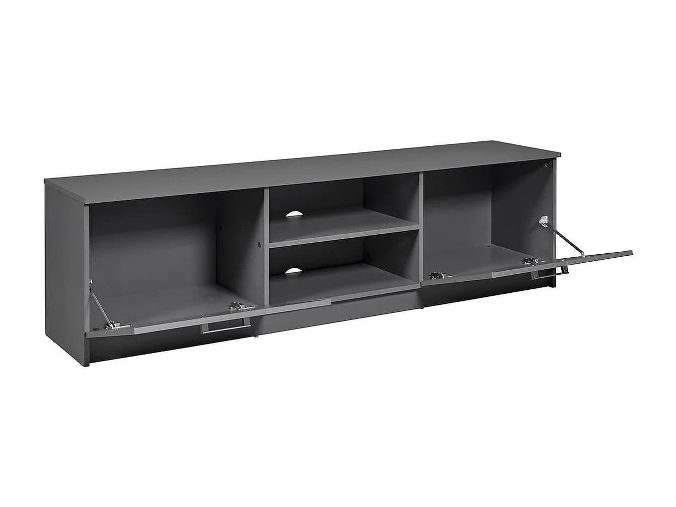 ZEINE - Meuble TV 2 Portes 2 Niches Coloris Gris Graphite