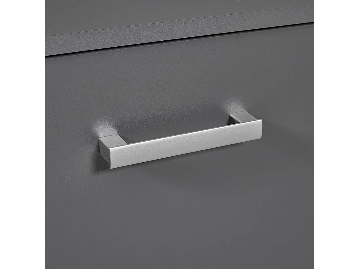 ZEINE - Meuble TV 2 Portes 2 Niches Coloris Gris Graphite