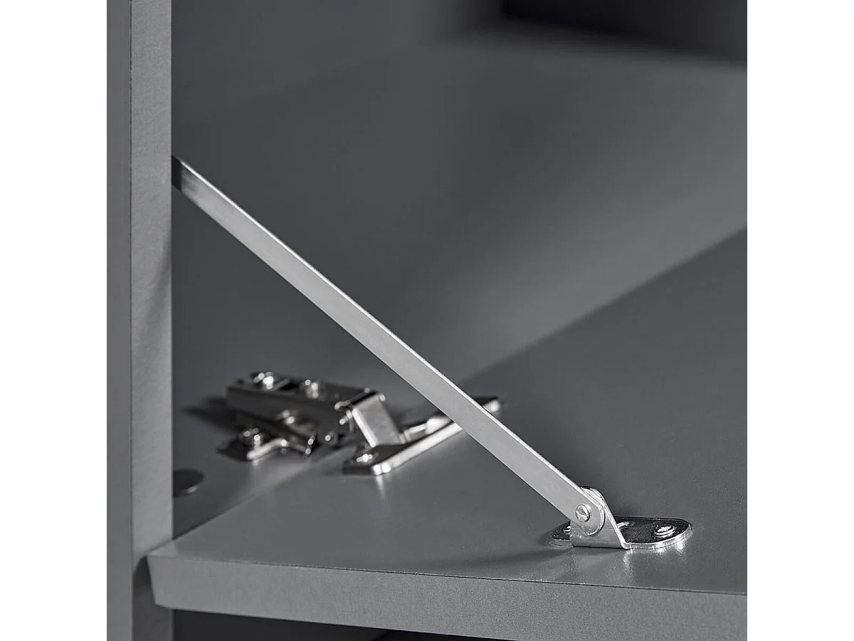 ZEINE - Meuble TV 2 Portes 2 Niches Coloris Gris Graphite