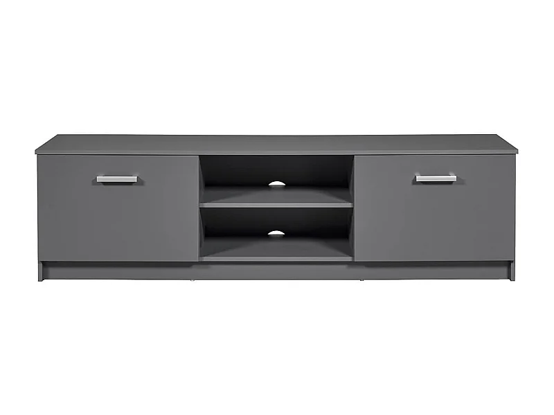 ZEINE - Meuble TV 2 Portes 2 Niches Coloris Gris Graphite