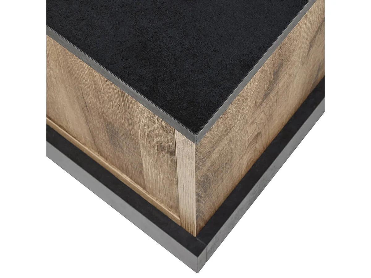 JENNA - Meuble TV 2 Portes Aspect Bois et Métal Poudré Noir